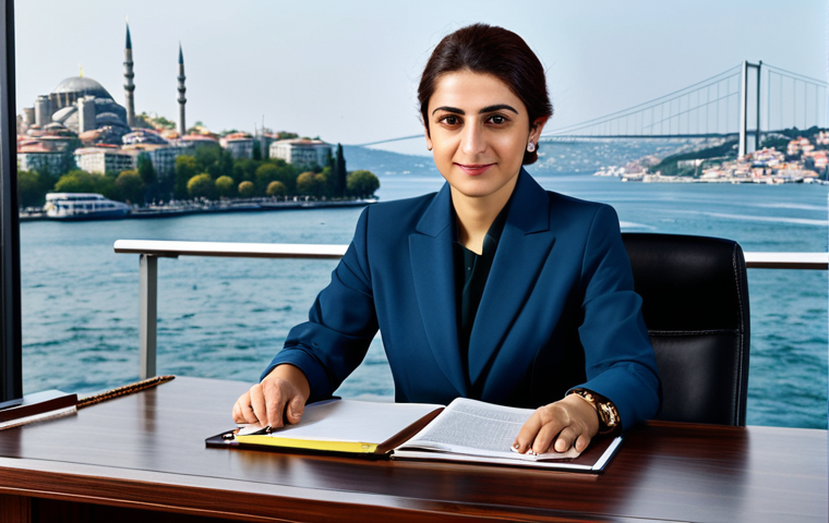 **

"A professional Turkish businesswoman in a modest, stylish business suit, working at a desk in a modern Istanbul office overlooking the Bosphorus, fully clothed, appropriate attire, safe for work, perfect anatomy, natural proportions, professional photography, high quality, family-friendly."

**